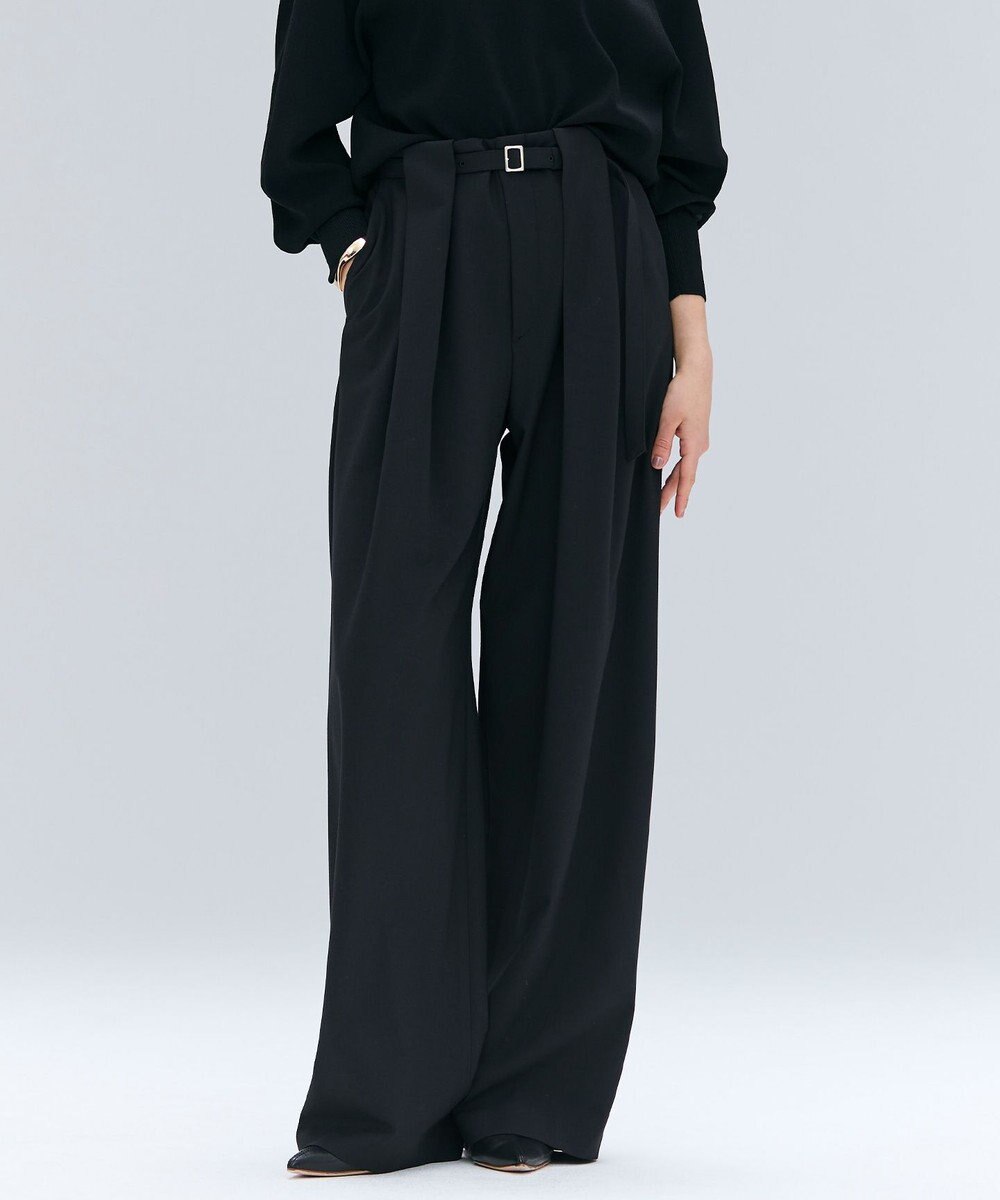 BEIGE， 【セットアップ対応・洗える・Precious 10月号掲載】ZEPHYR / ウールライクタックベルトワイドパンツ 