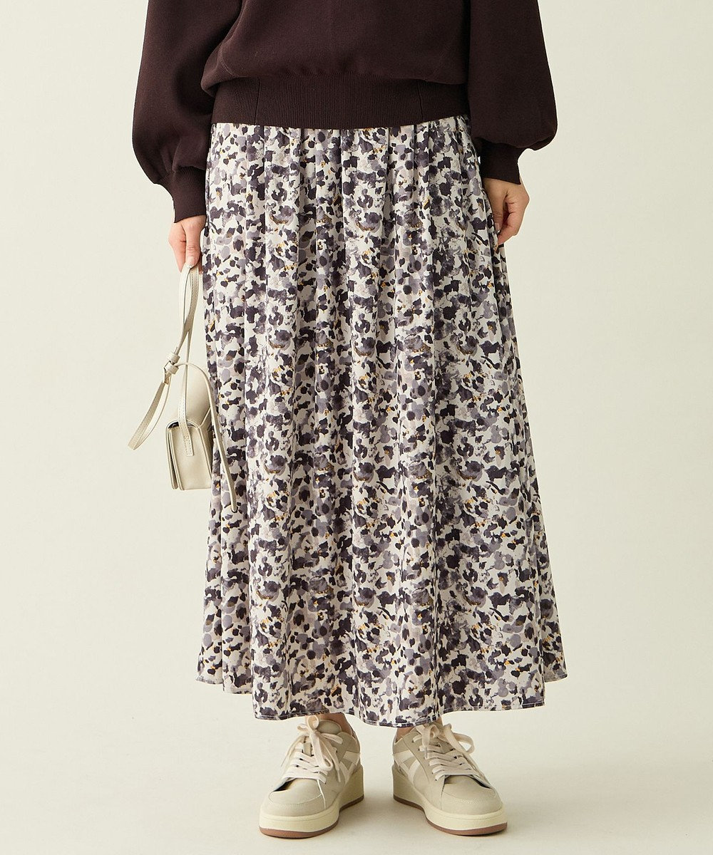 ANY L 【ウエストゴム】モザイクプリントスカート 