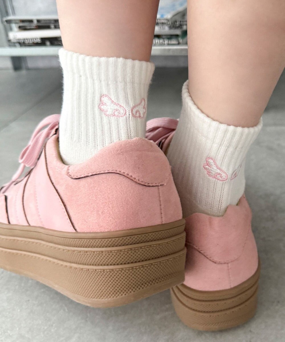 WEGO バック刺繍アンクルパイルソックス 