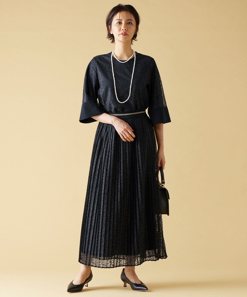 自由区 L 【セットアップ対応・ウエストゴム・洗える】ラッセルレース  スカート 