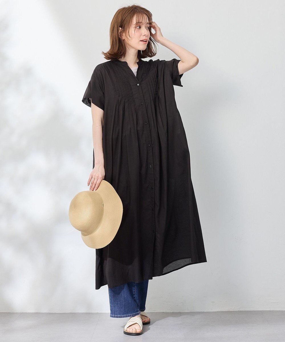 ANY L ピンタックデザインシャツワンピース 