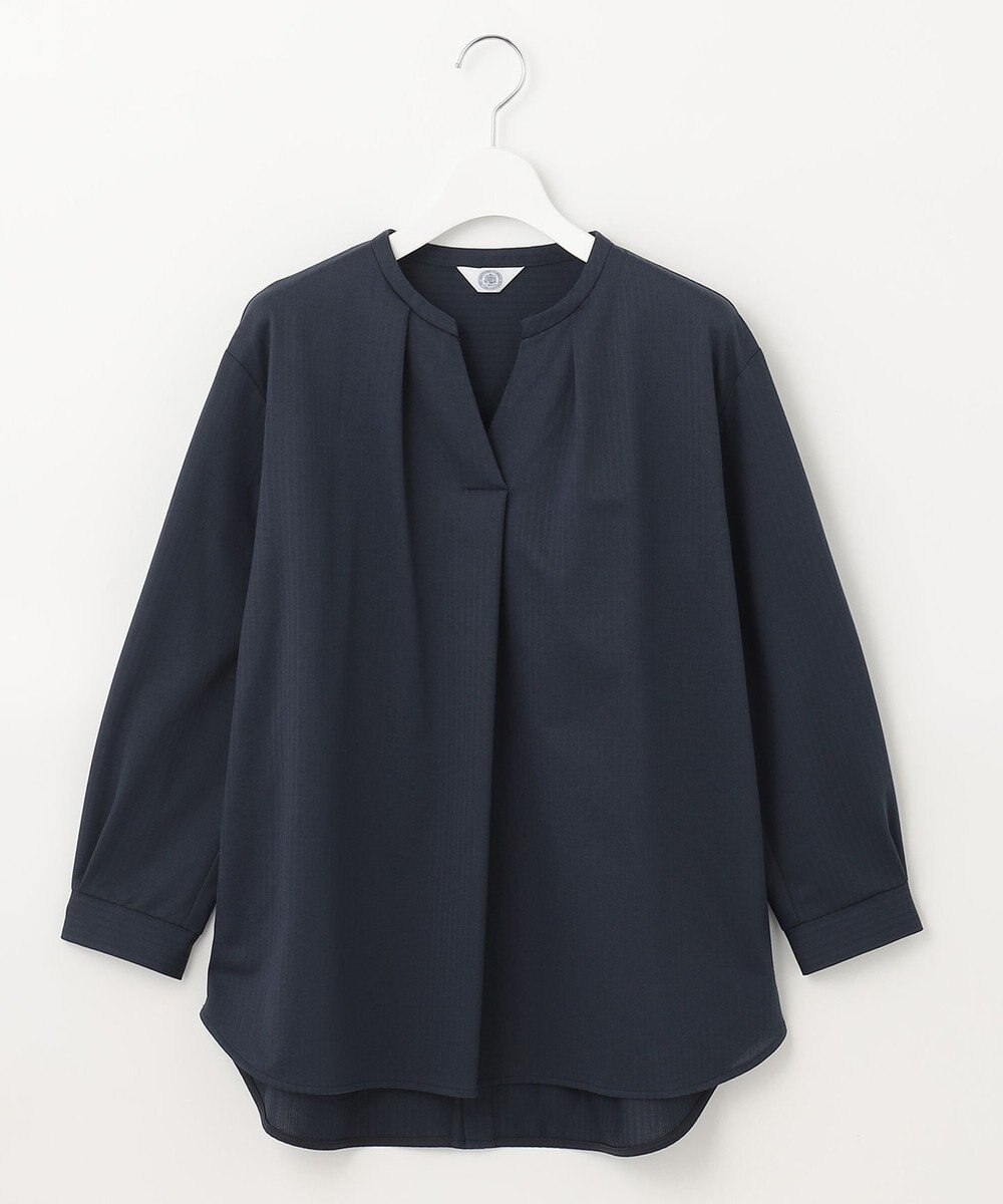 J.PRESS LADIES 【WEB限定】 ピンストライプジャージー バンドカラー カットソー 