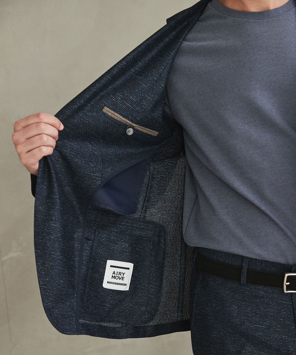 GOTAIRIKU 新素材セットアップ【通気性抜群/洗える/シワになりにくい】カラミプリントストレッチセットアップ ジャケット 