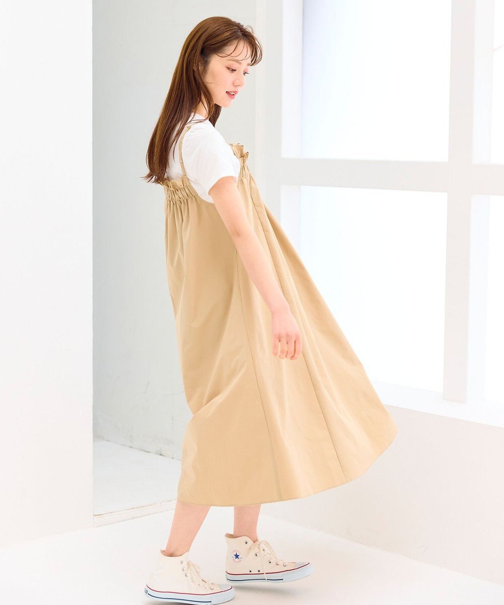 Feroux 【洗える】レイヤード風 ギャザーワンピース 