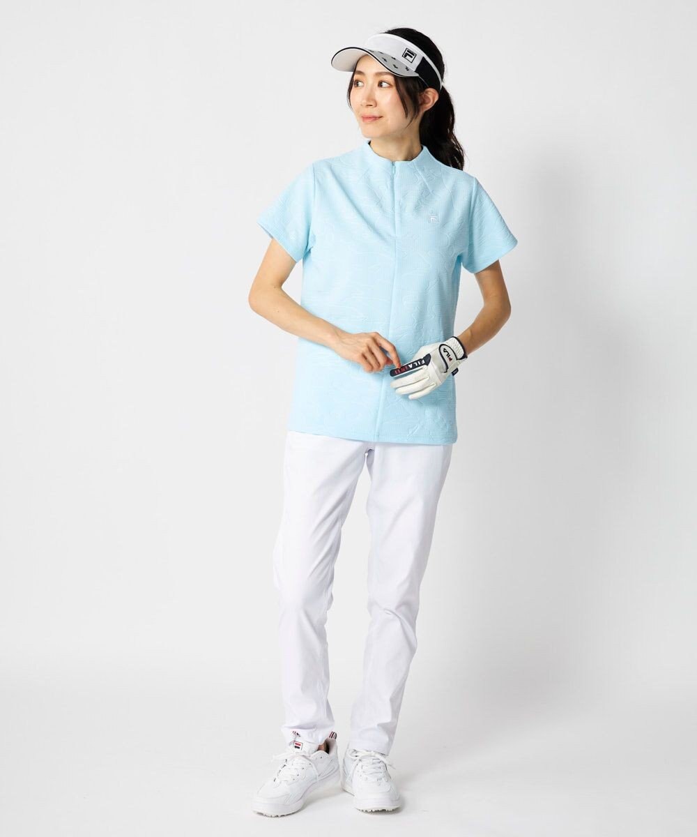 FILA GOLF／marie claire 【FILA GOLF】 チェッカーフラッグ柄エンボス半袖シャツ 