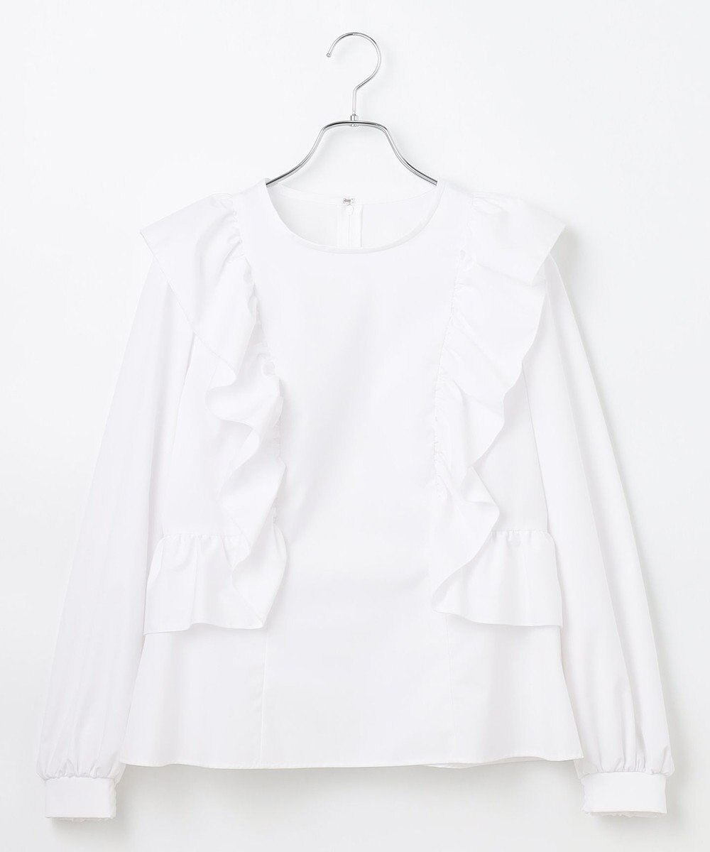 #Newans 【洗濯機可能/シワになりにくい】〈小柄さんにお勧め〉バーティカルフリルブラウス 