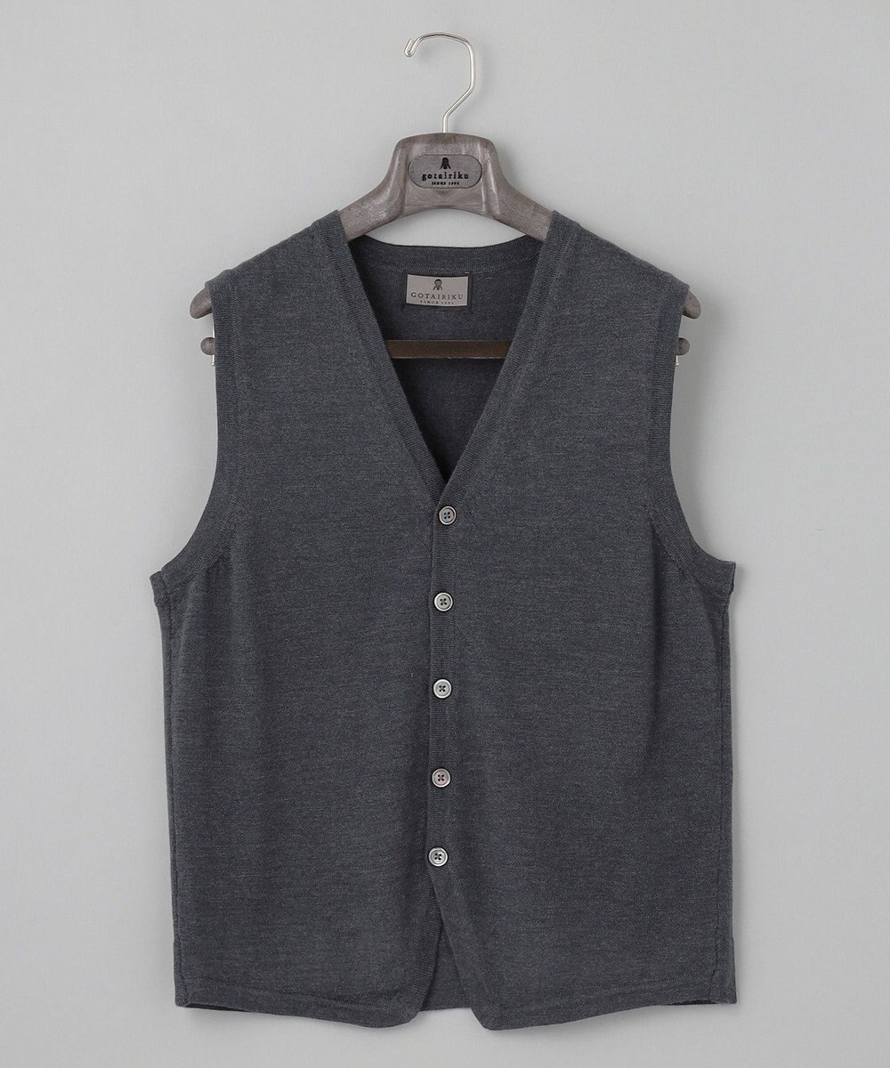 GOTAIRIKU 体温調整に【洗える/チクチクしにくい/ピリングしにくい】イタリア糸 ハイゲージ ベスト_WOOL100% 