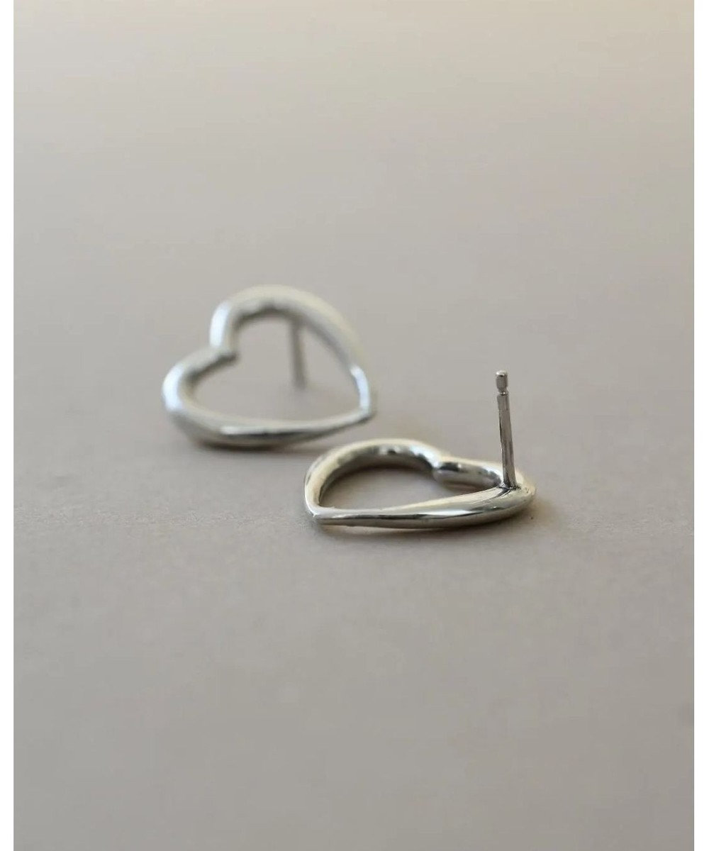 yoaa シルバー925 ミディハートピアス 