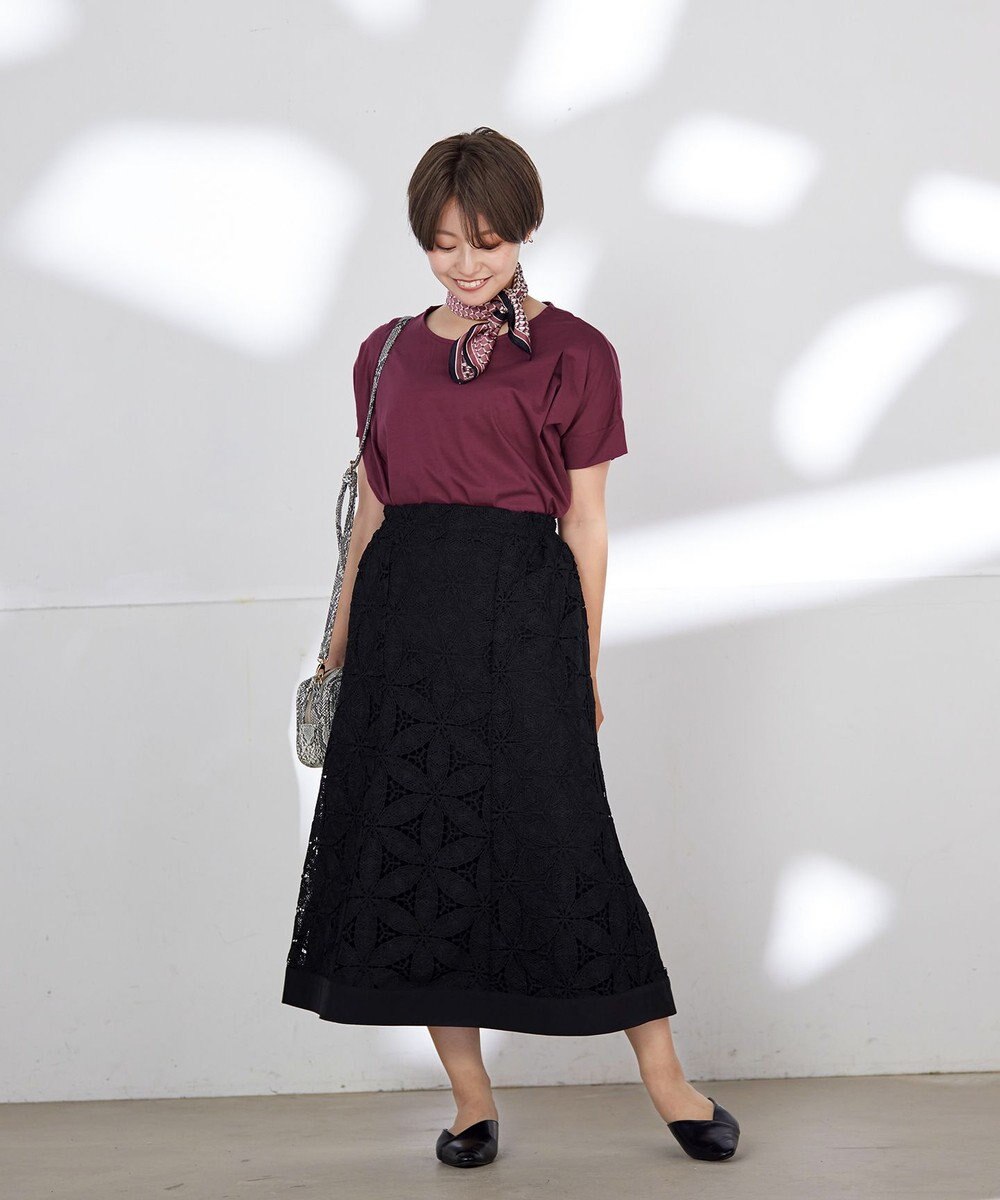 Tiaclasse L 【洗える】花柄レースマーメイドスカート 