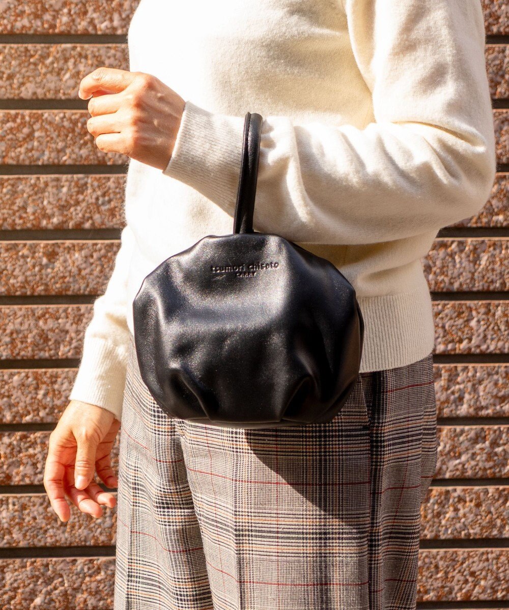 tsumori chisato CARRY ラムギャザー ワンハンドル 手提げ ハンドバッグ 