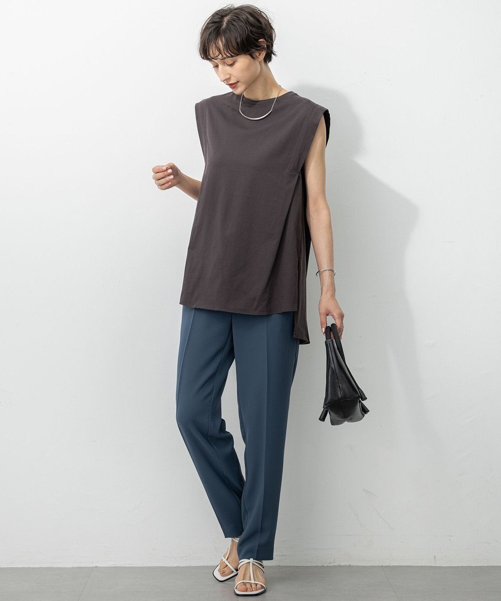 23区 【Oggi7月号掲載/吸水速乾/接触冷感/UVカット】ストレッチジョーゼット テーパード パンツ 