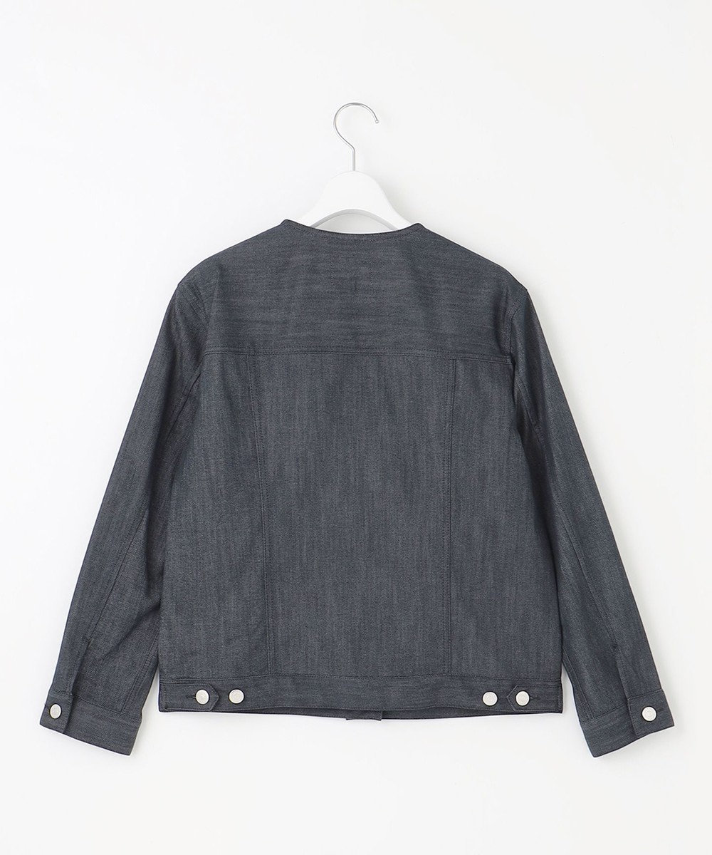 J.PRESS LADIES 【洗える】セルロースシャンブレー ノーカラー デニム ジャケット 