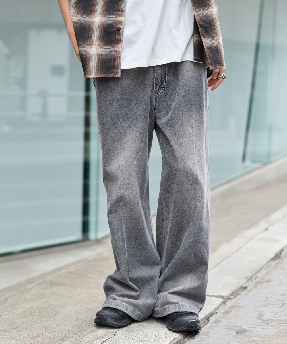 WEGO イージーバギーフレアデニムスラックス 