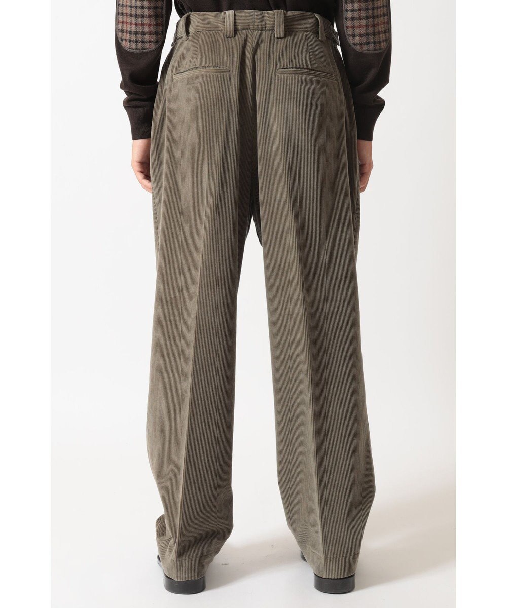 DAKS ソフトコーデュロイ ワイドレッグ ディーププリーツパンツ 