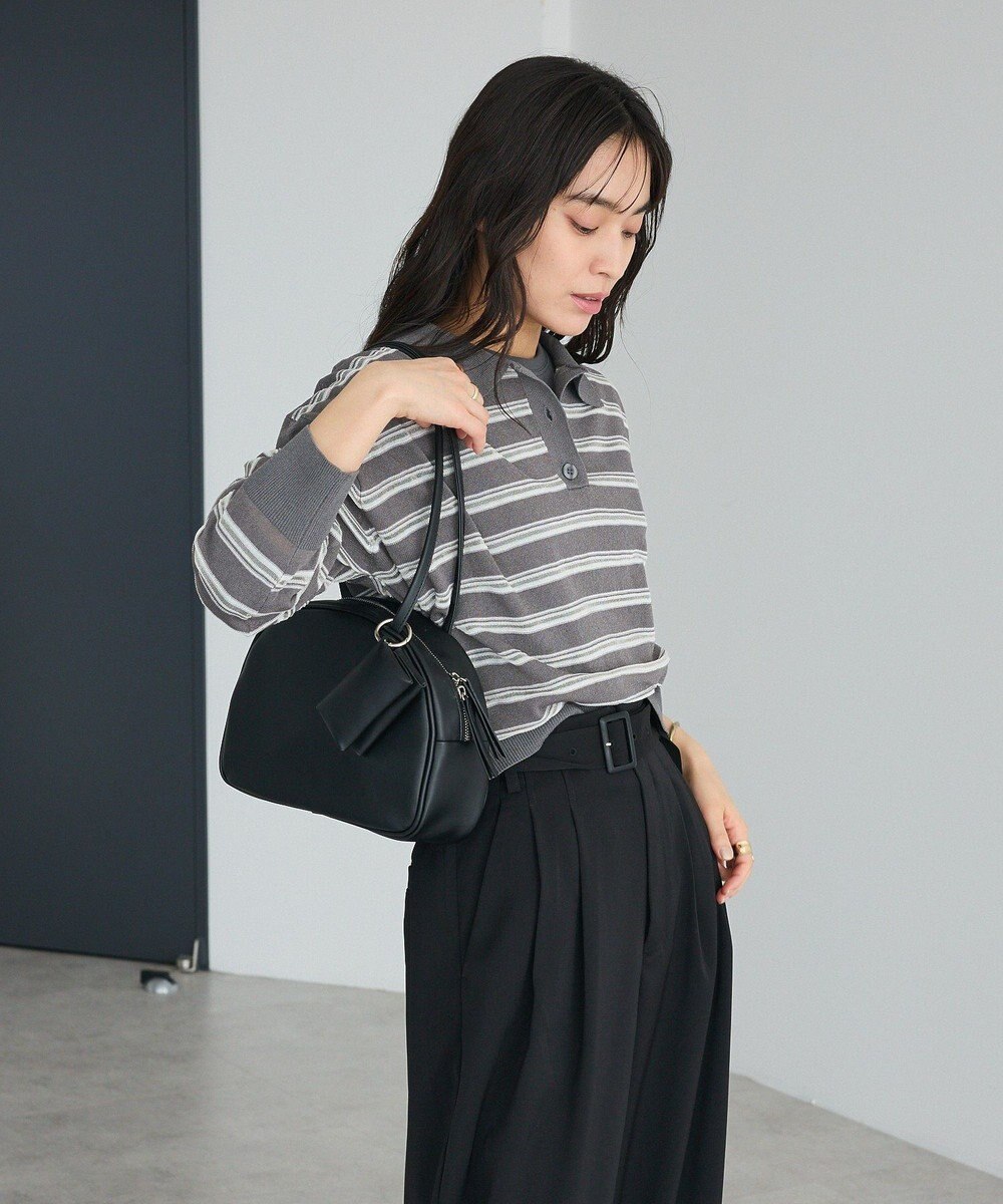 CRAFT STANDARD BOUTIQUE シアーボーダーポロ衿ニットプルオーバー 