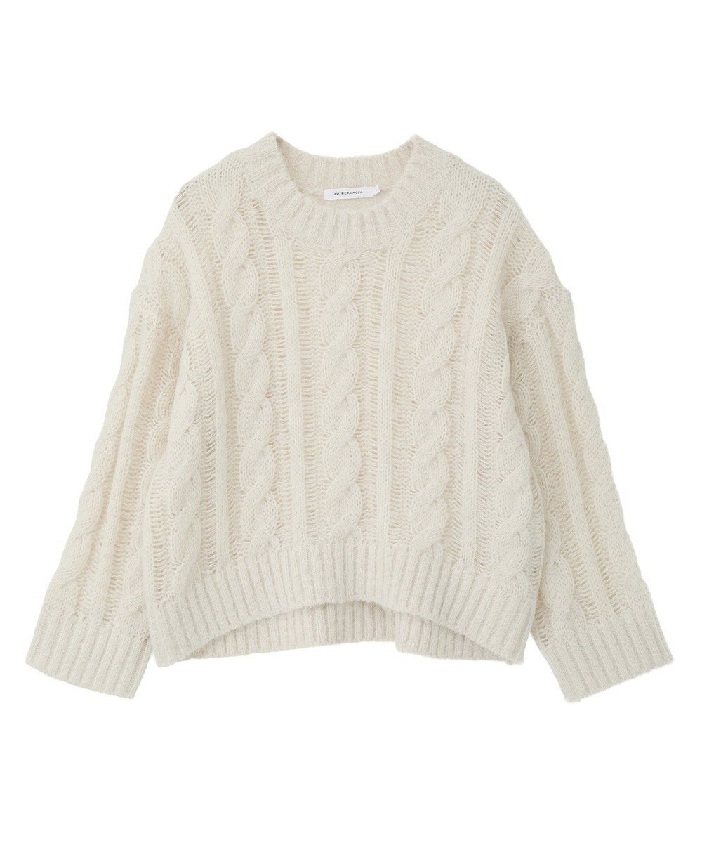 AMERICAN HOLIC 透かしケーブルニットプルオーバー 