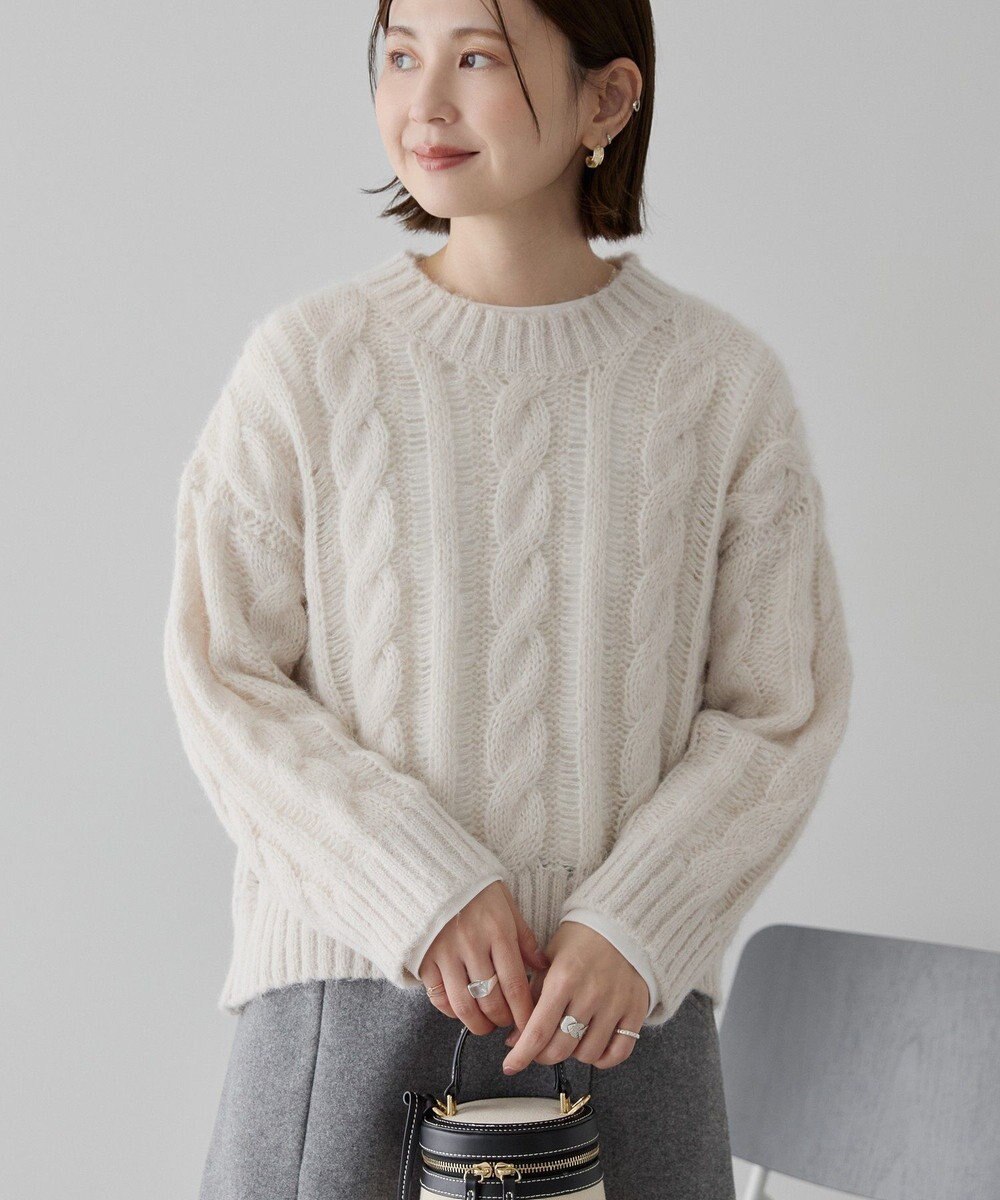 AMERICAN HOLIC 透かしケーブルニットプルオーバー 