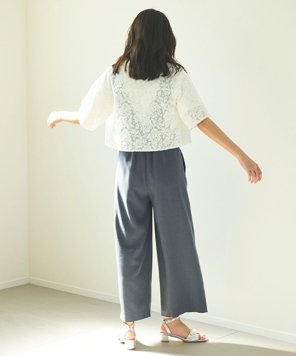 Feroux 【洗える】フラワーレース シャツ 