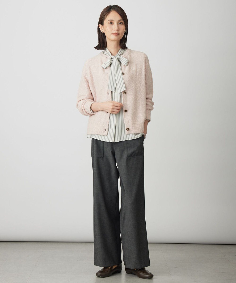 J.PRESS LADIES S シャンブレー2wayストレッチ ワイド ストレート パンツ 