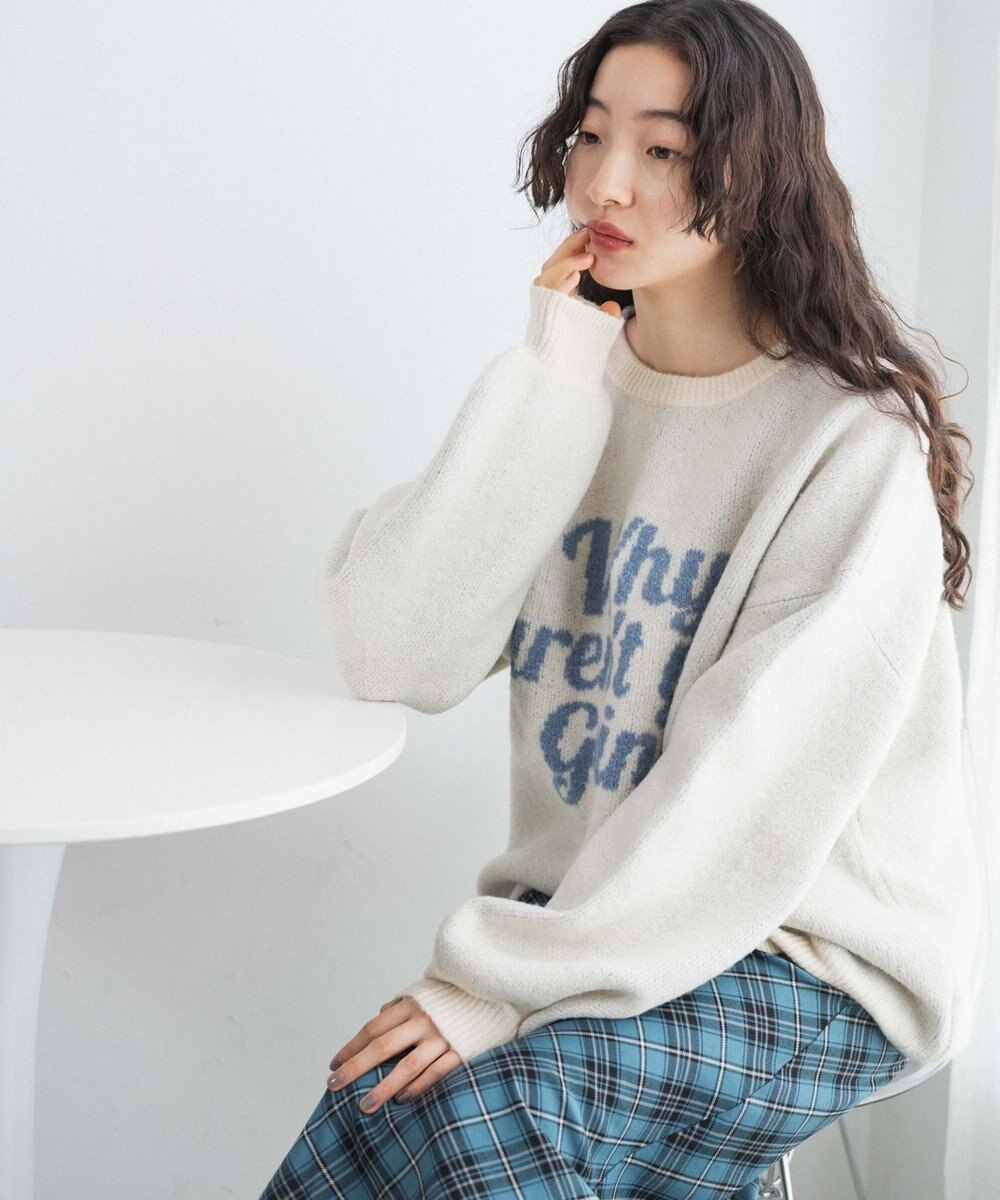 WEGO フラッフィーロゴジャガードニットプルオーバー 