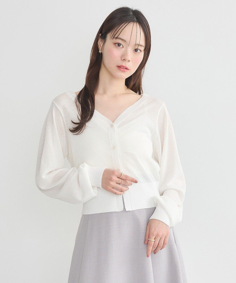 earth music&ecology シアーラメＶネックカーディガン 