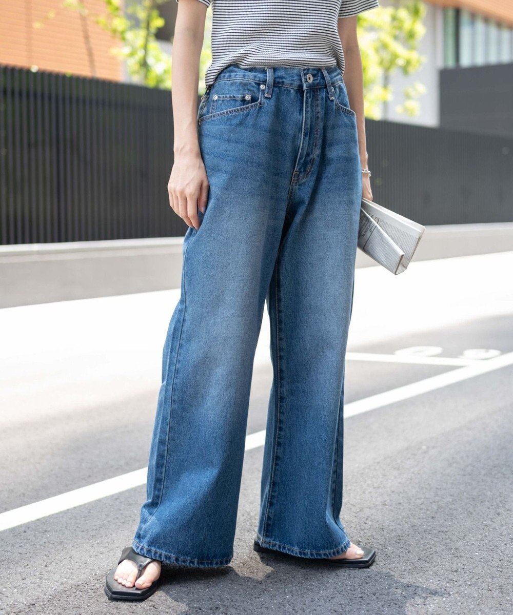 WEGO 【ユニセックス着用ITEM/SMLサイズ展開】デニムルーズフレアパンツ 