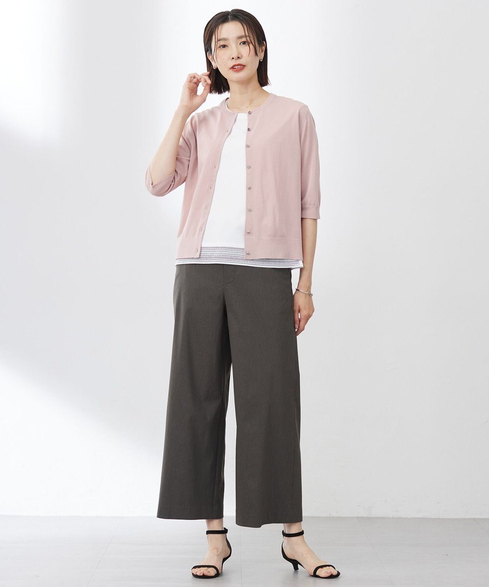 J.PRESS LADIES L 【人気のため追加・洗える】ノースリーブスムースジャージー レース カットソー 