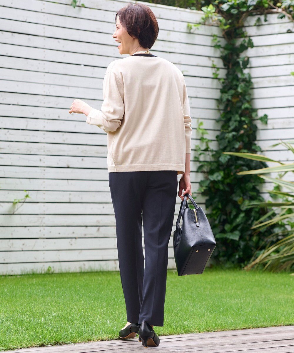 自由区 【アンサンブル対応・洗える】ウールシルク カーディガン 