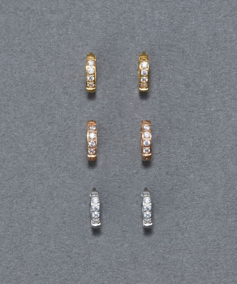 Phoebe 【金属アレルギー対応】ワンタッチビジューフープミニピアス　ローズゴールド/サージカルステンレス 