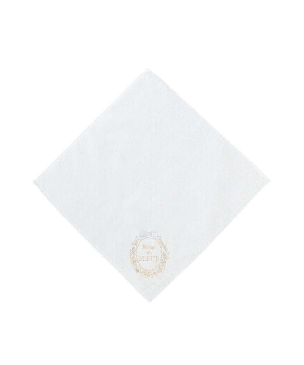 Maison de FLEUR リボンフレーム刺繍タオルハンカチ 