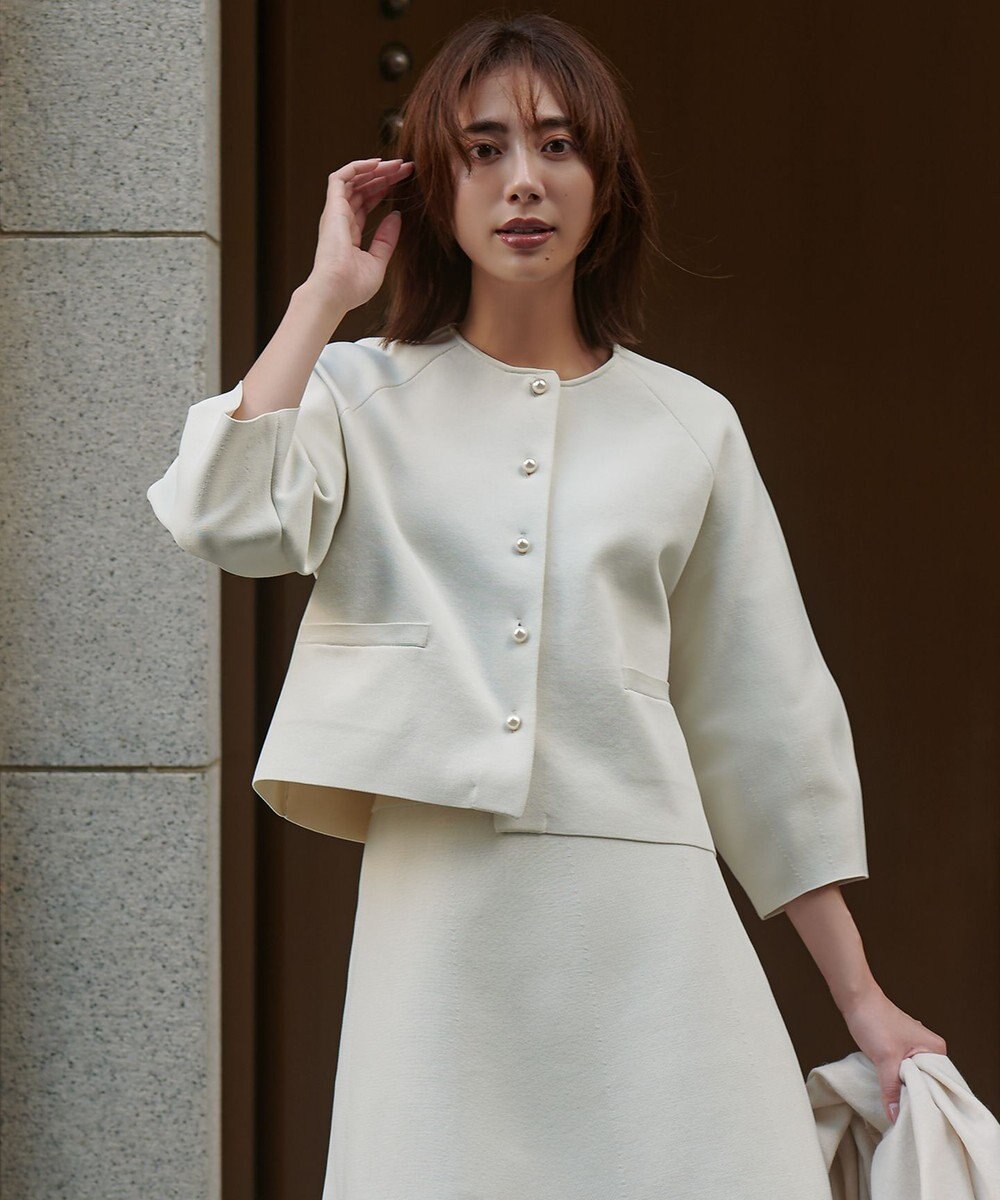 UNFILO L BEAUTY FORM KNIT パールボタン カーディガン 