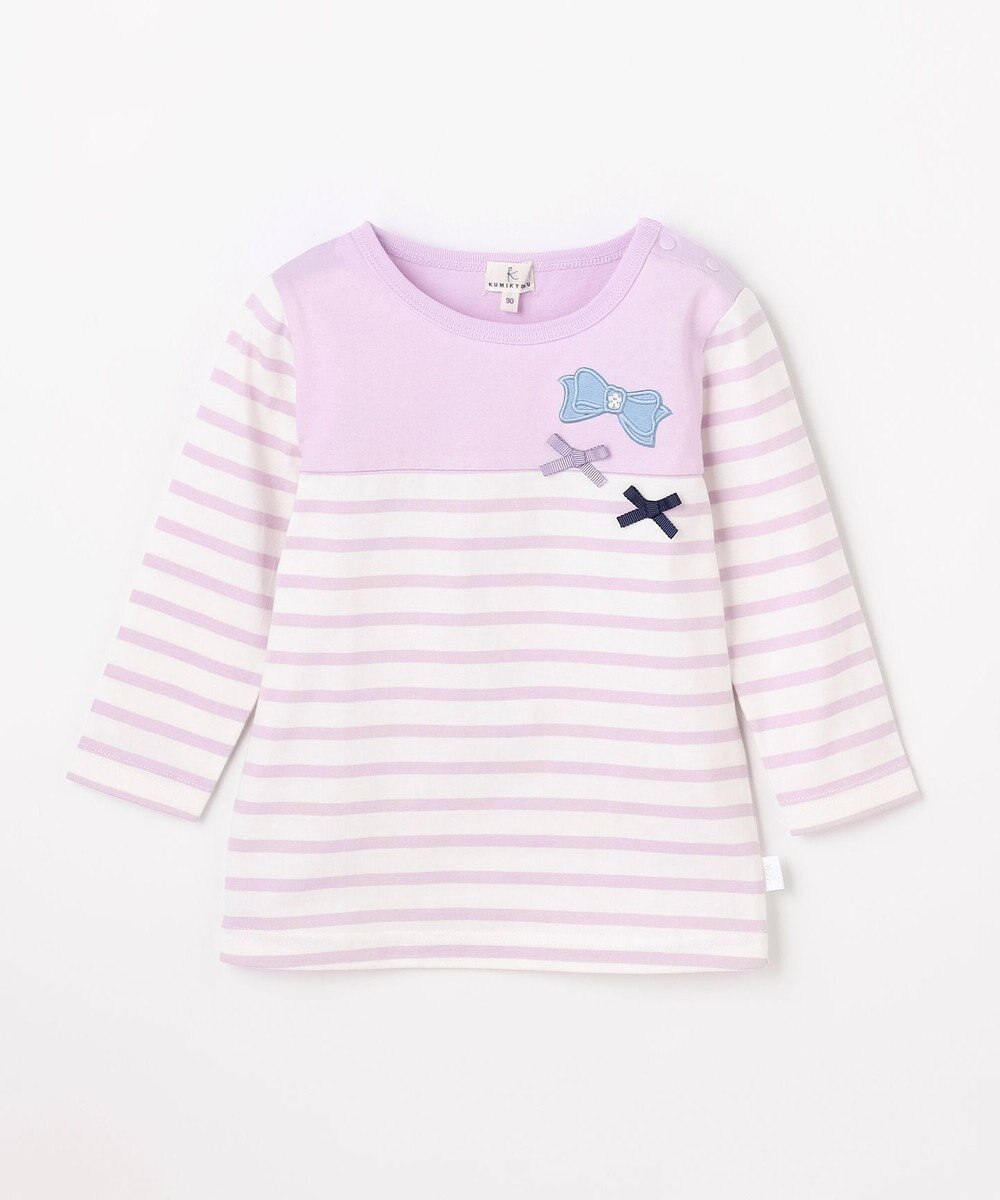 組曲 KIDS 【80-100㎝】 リボンボーダー Tシャツ 