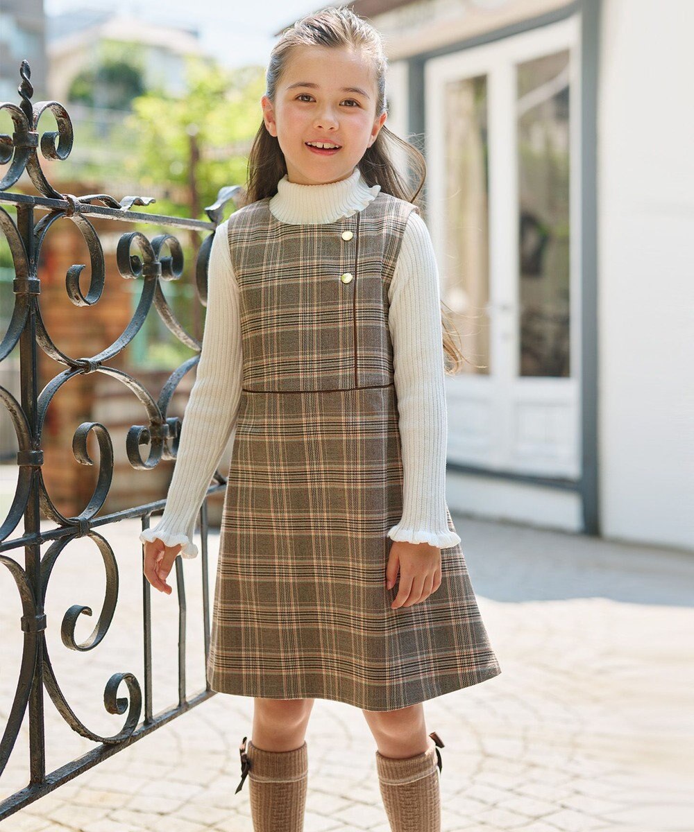 組曲 KIDS 【150-160cm】キチントチェック ジャンパースカート 
