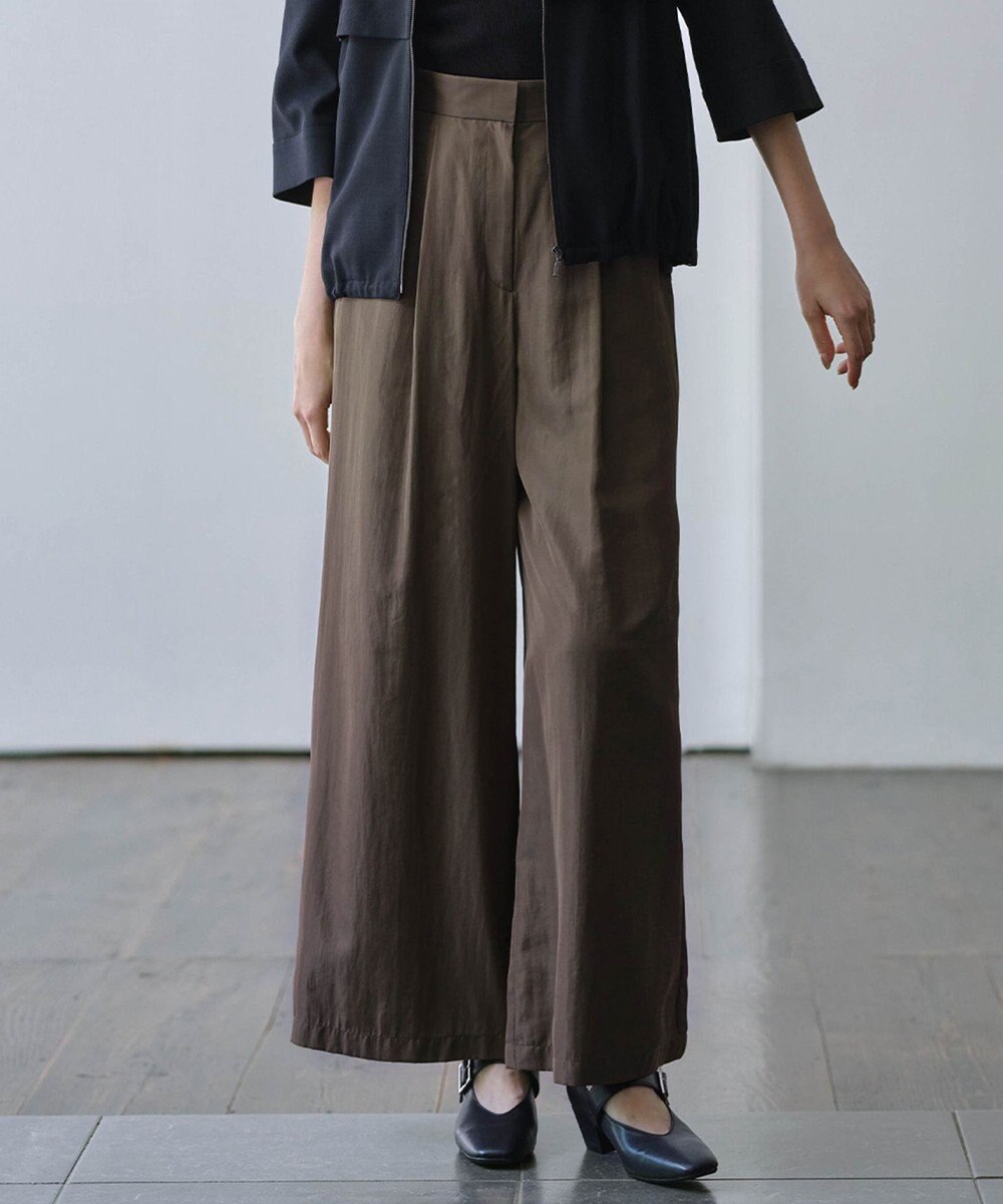 ICB L 【接触冷感・UVケア・速乾・洗える】シルクエステルタフタ ワイドパンツ 