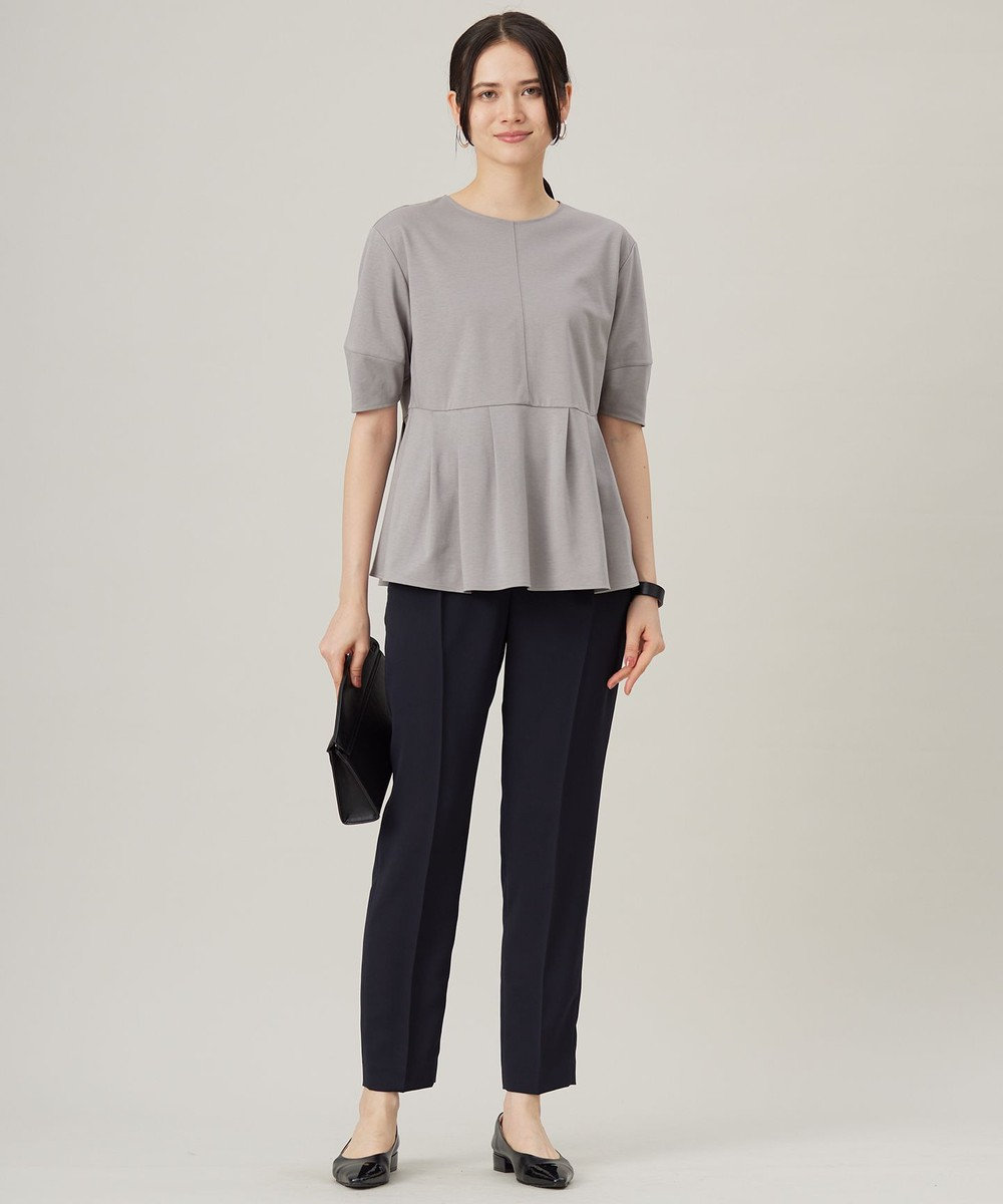 自由区 【接触冷感・UVカット・吸水速乾・抗菌防臭・洗える】ハイツイストポンチペプラム カットソー 