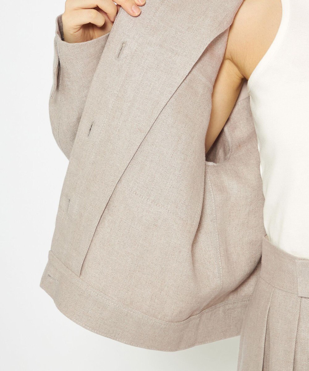 uncrave ヘリンボーン リネン ブルゾン（uncrave WHITE） 