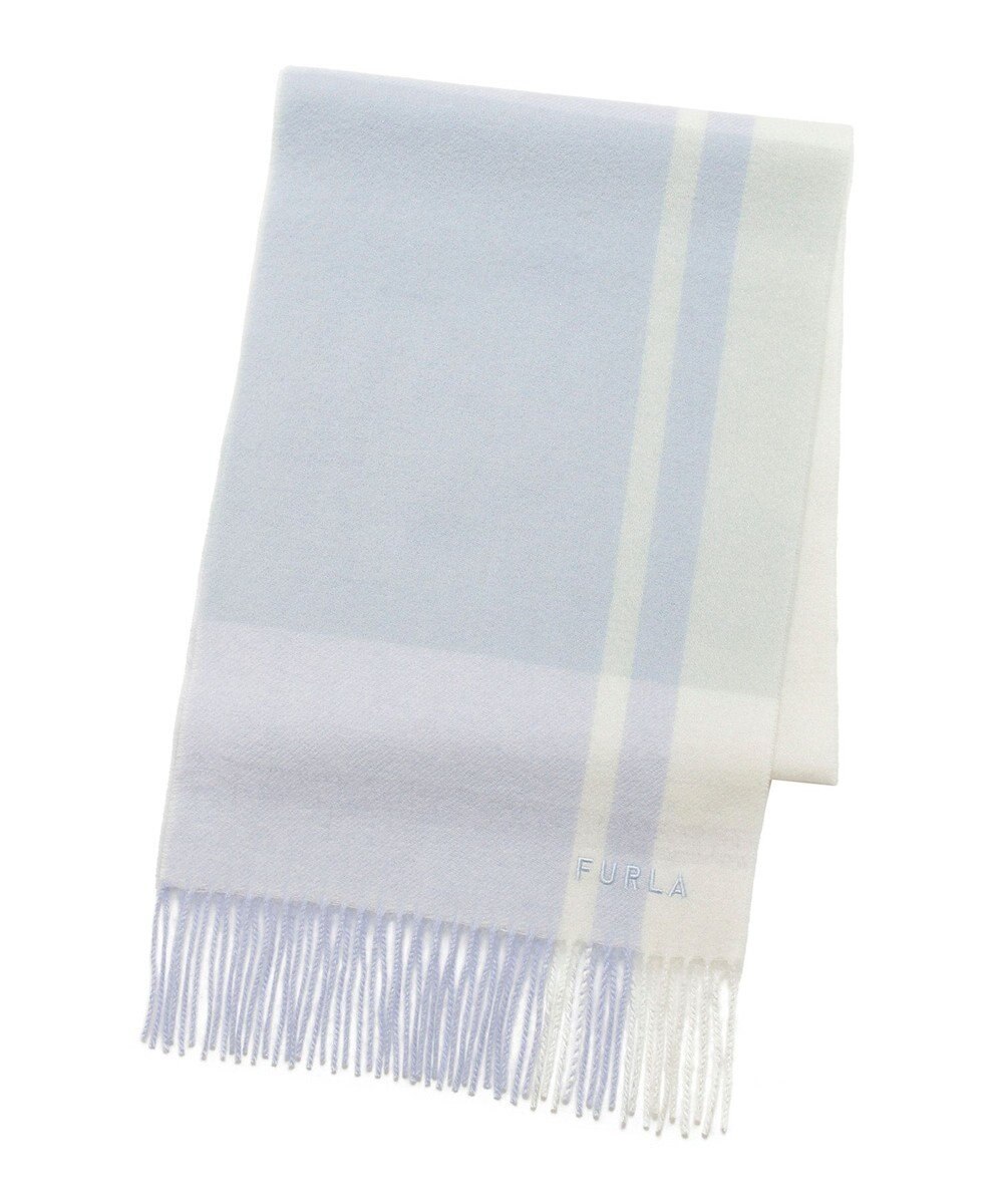 MOONBAT FURLA ウール混ラメ入りブロックチェックストールマフラー／幅30cm 