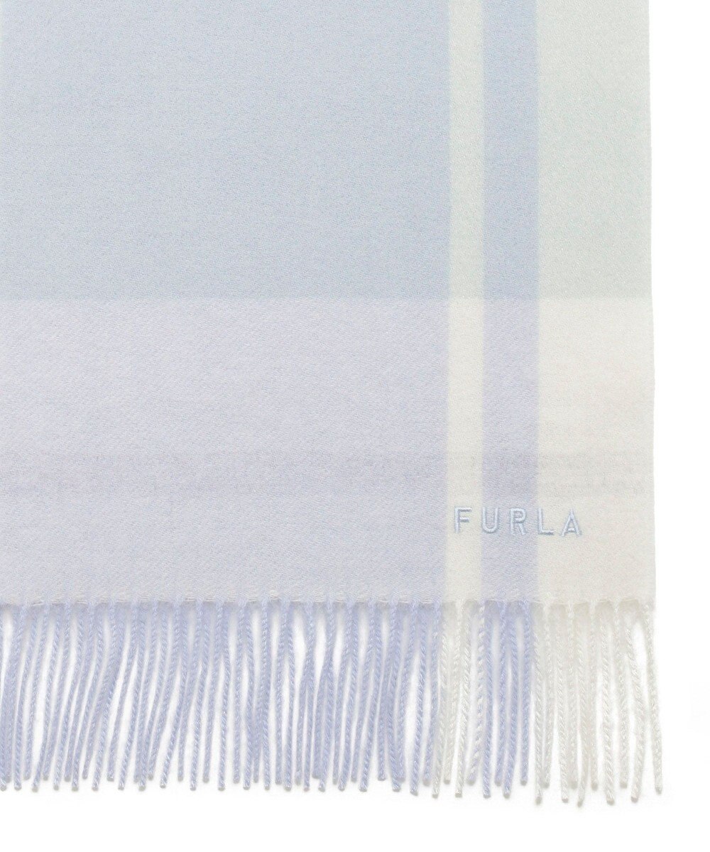 MOONBAT FURLA ウール混ラメ入りブロックチェックストールマフラー／幅30cm 