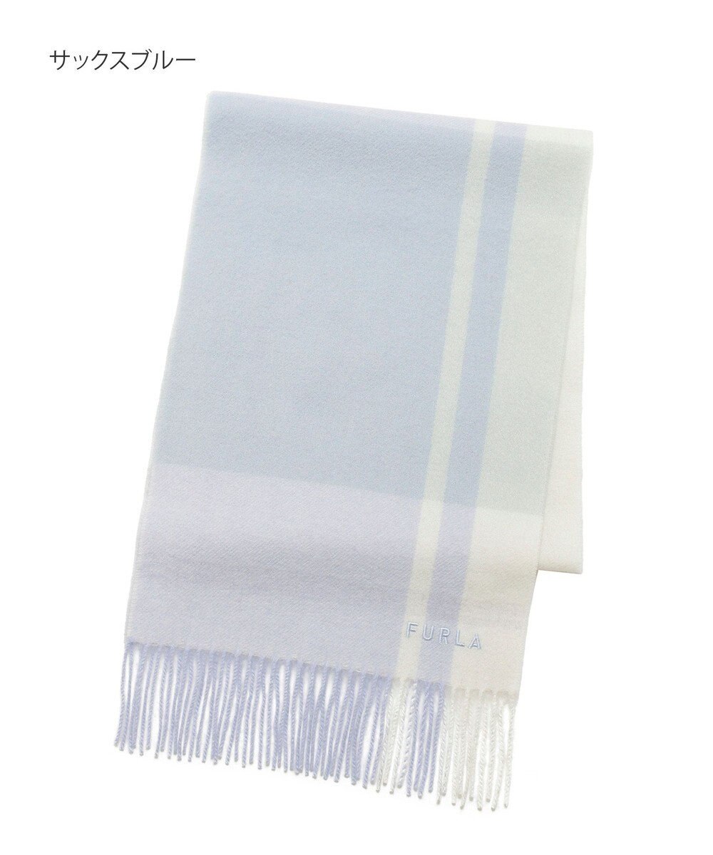 MOONBAT FURLA ウール混ラメ入りブロックチェックストールマフラー／幅30cm 