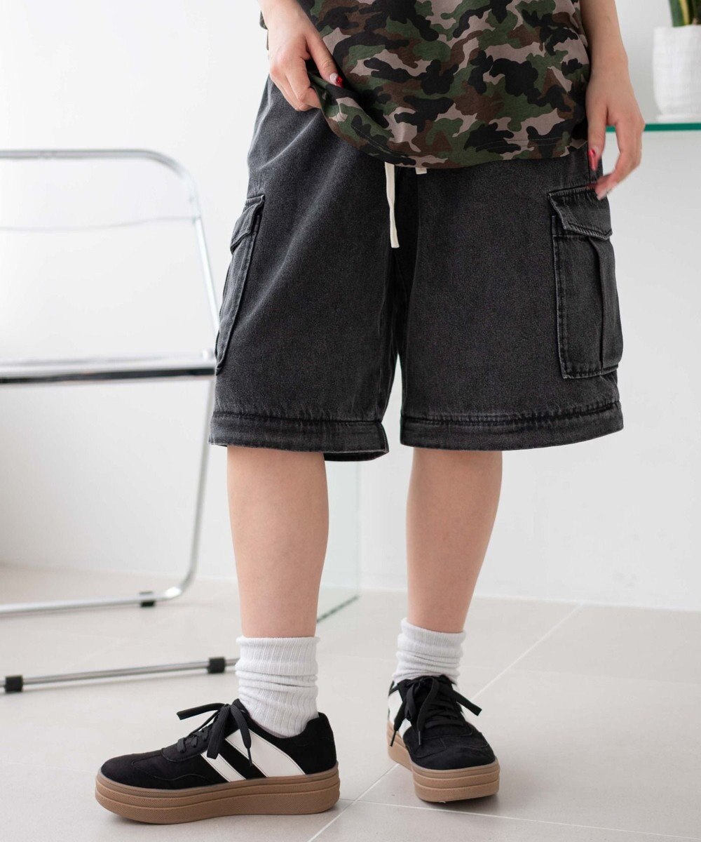 WEGO 【ウエストゴム/2WAY】2WAYデニムカーゴパンツ 