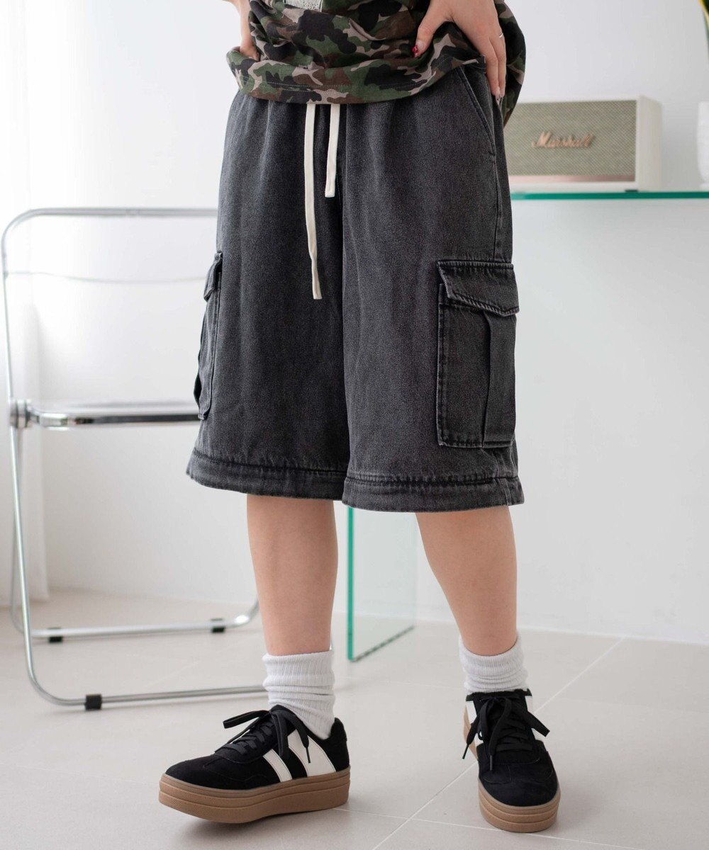 WEGO 【ウエストゴム/2WAY】2WAYデニムカーゴパンツ 