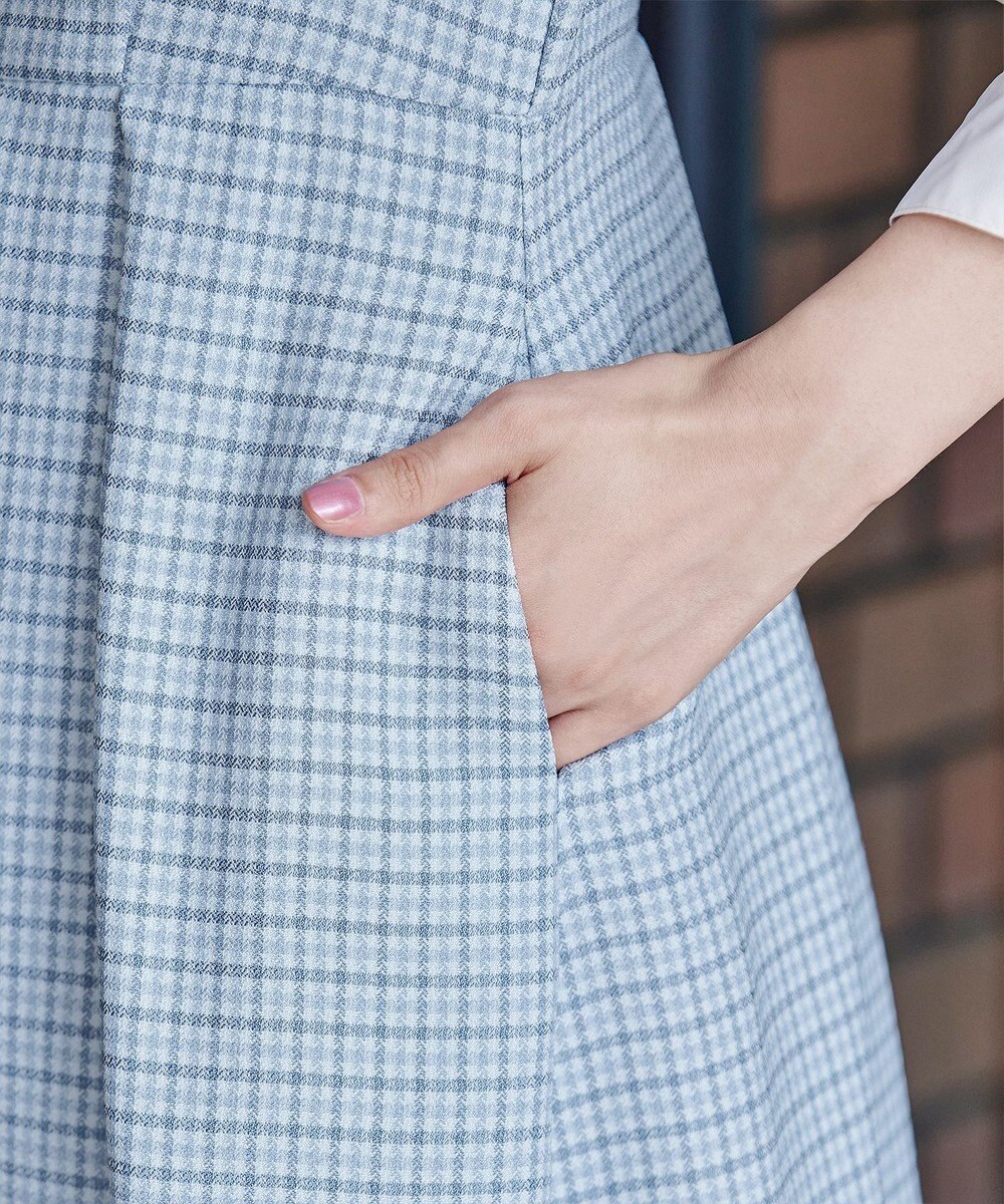 Tiaclasse 【洗える】ビスチェ風ツイードチェックドッキングワンピース 