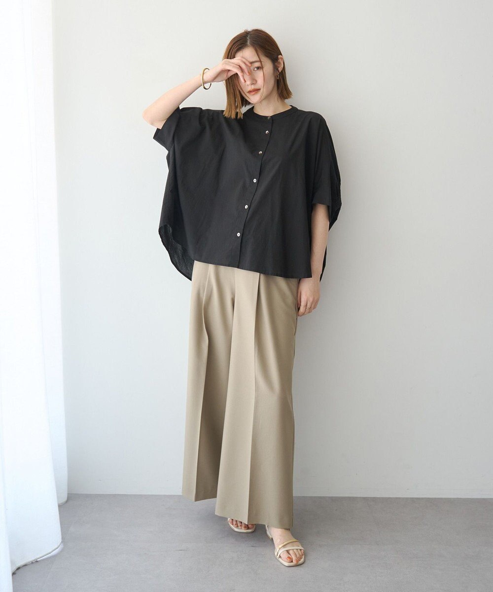 YECCA VECCA バック刺繍バンドカラーシャツ 