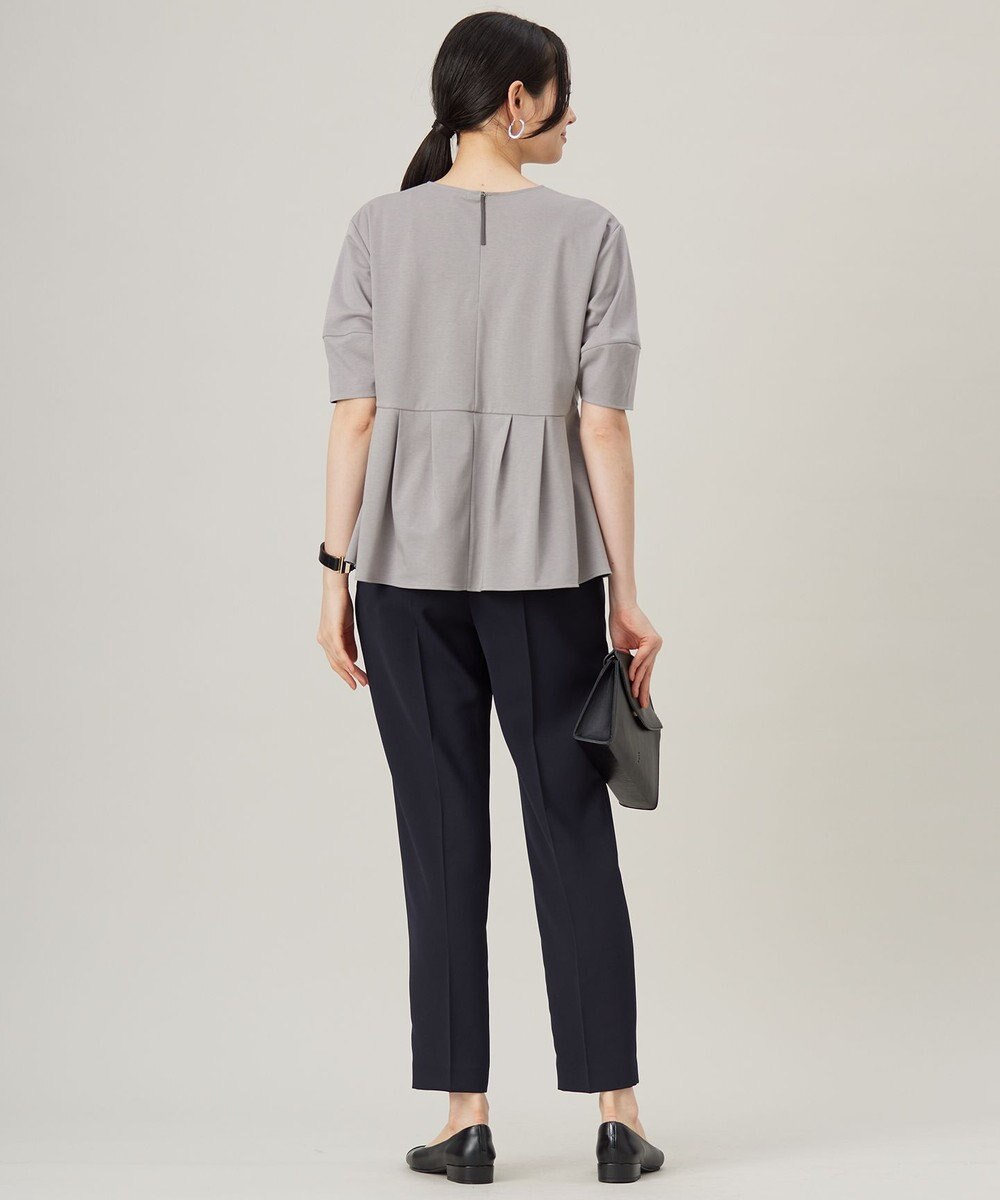 自由区 【接触冷感・UVカット・吸水速乾・抗菌防臭・洗える】ハイツイストポンチペプラム カットソー 