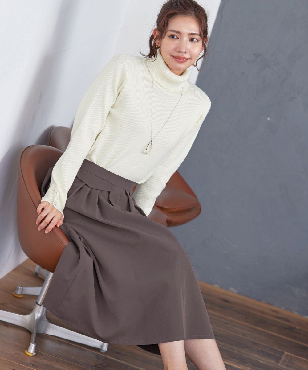 Tiaclasse L 【洗える】フラップポケットタックフレアスカート 
