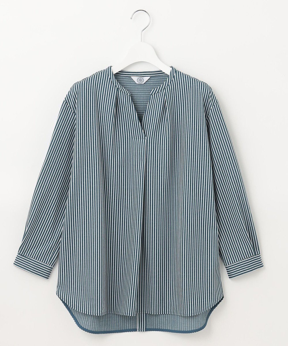 J.PRESS LADIES 【WEB限定】 ピンストライプジャージー バンドカラー カットソー 