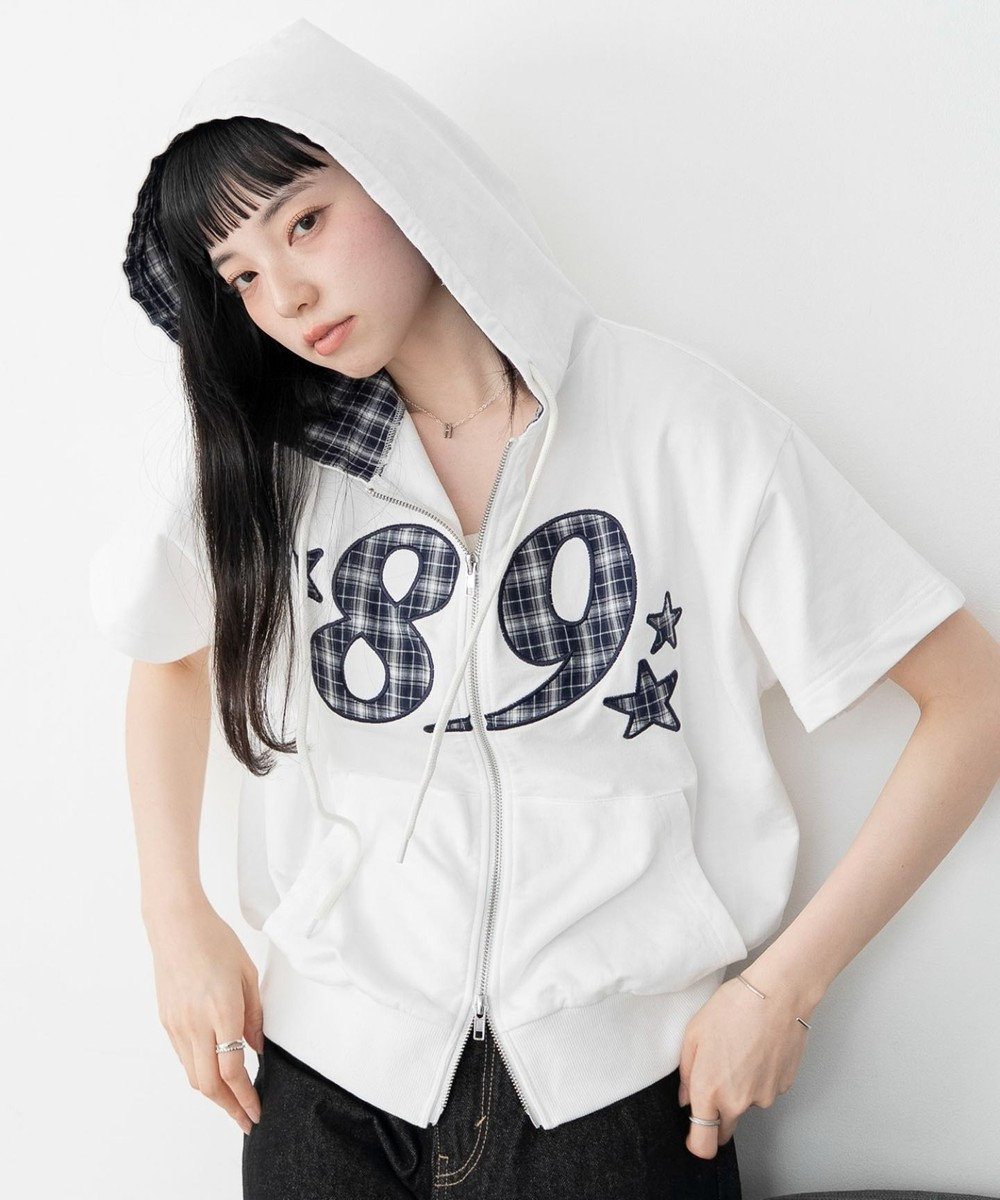 WEGO グラフィック半袖ZIPパーカー 