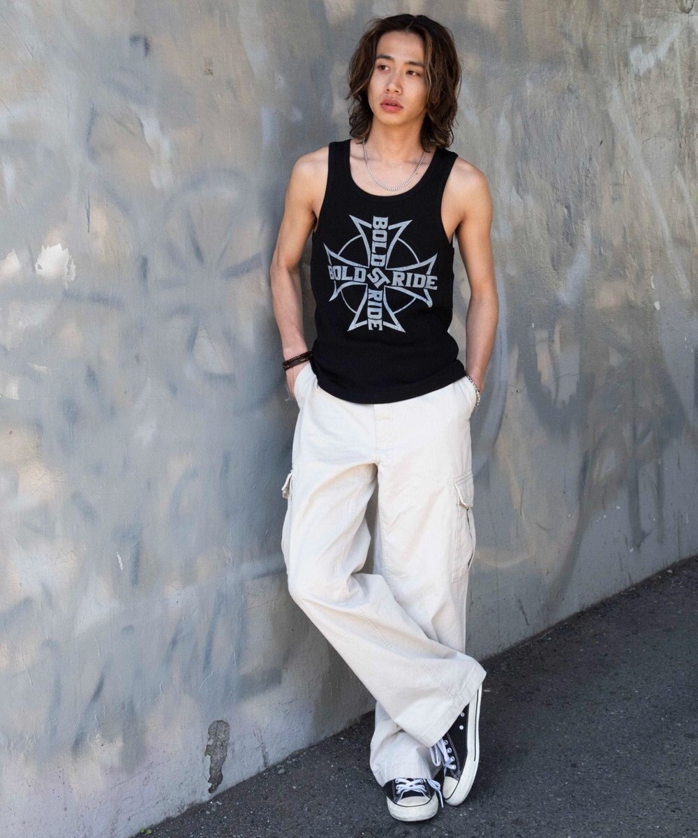 WEGO グラフィックリブタンクトップ 