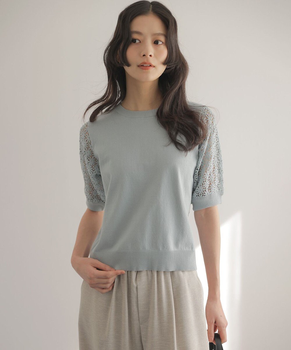 組曲 【先行予約】コットンフラワーレーシープルオーバー ニット 
