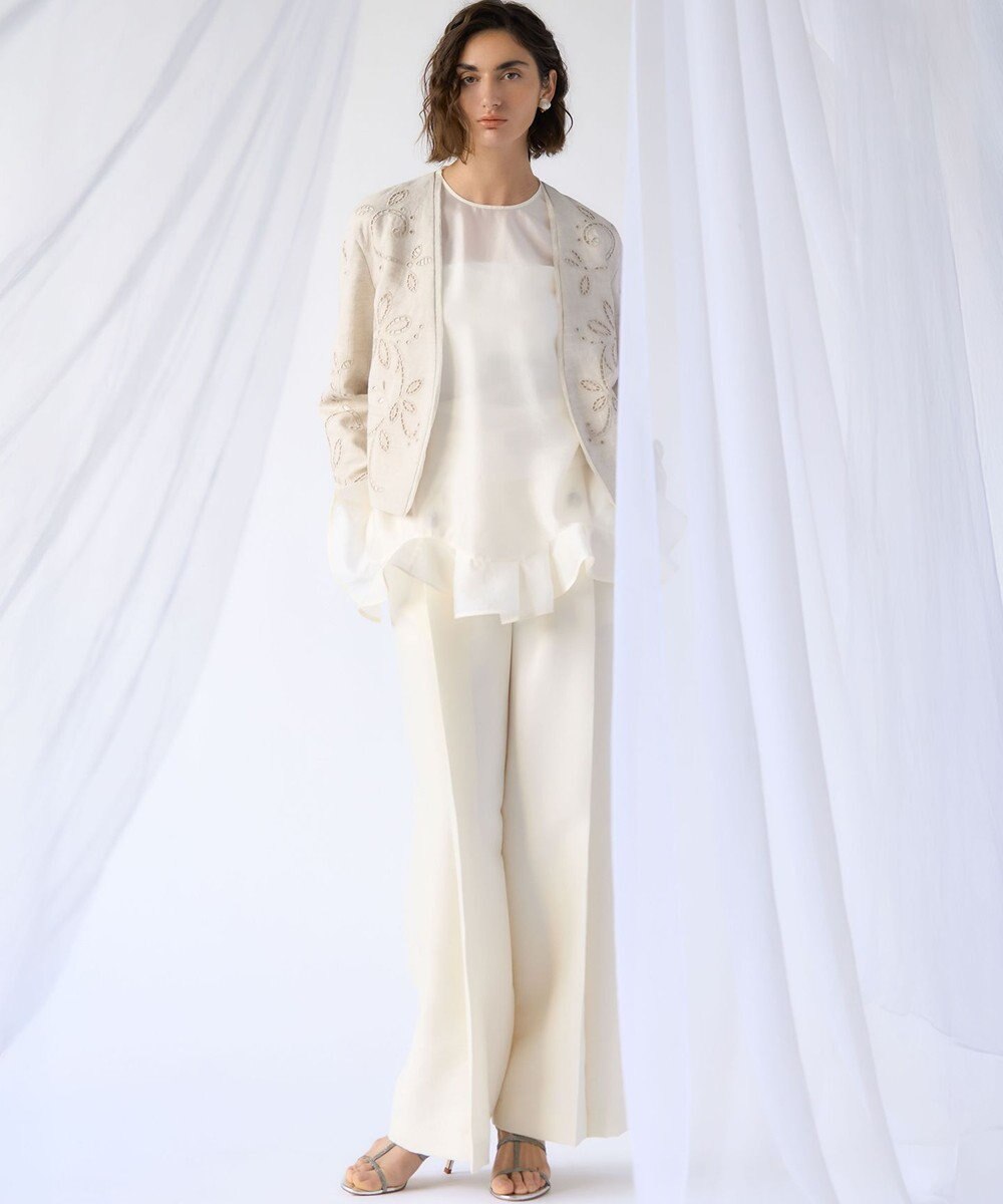 23区 【GOLD LABEL】ウールダブルクロス フロントボタン ワイドパンツ 